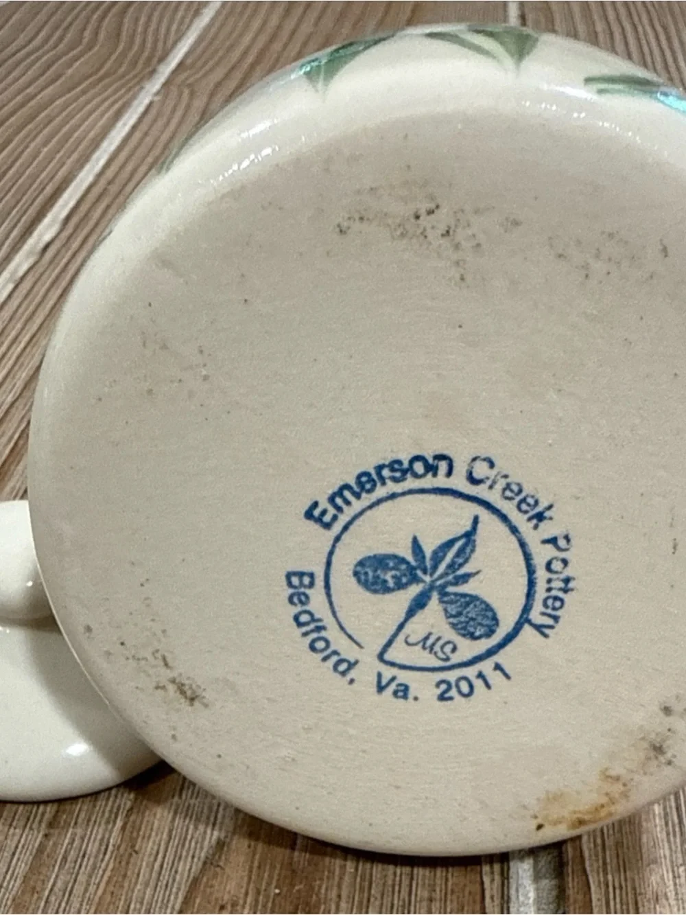 Emerson Creek Pottery Wildflower 3pc Sugar Creamer Set 2011 Bedford VA Handmade